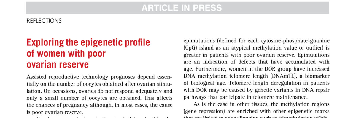 Exploring the epigenetic profile of women with poor ovarian reserve