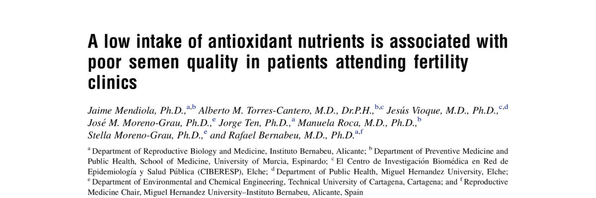 A low intake of antioxidant nutrients is associated with poor semen quality in patients attending fertility clinics