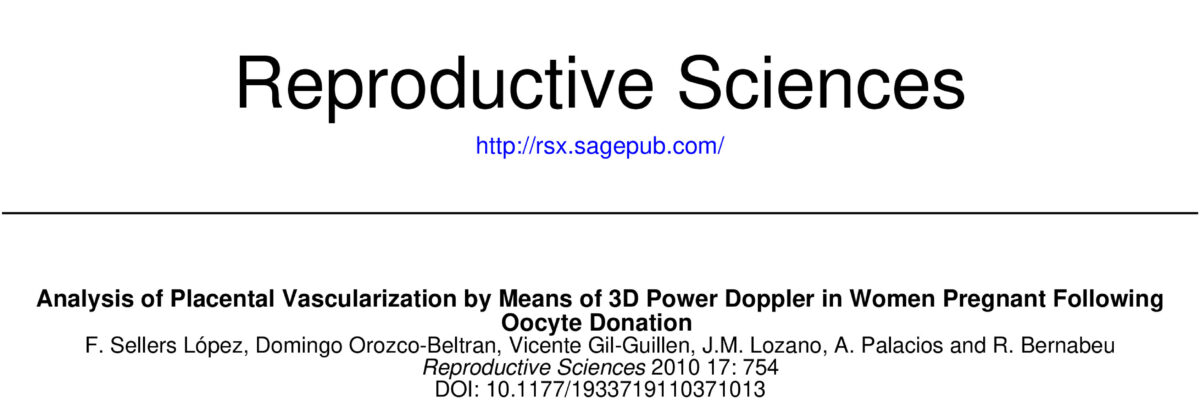 Analysis of Placental Vascularization by Means of 3D Power Doppler in Women Pregnant Following Oocyte Donation