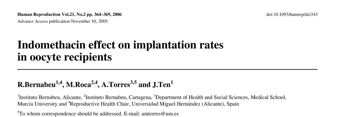 Indomethacin effect on implantation rates in oocyte recipients