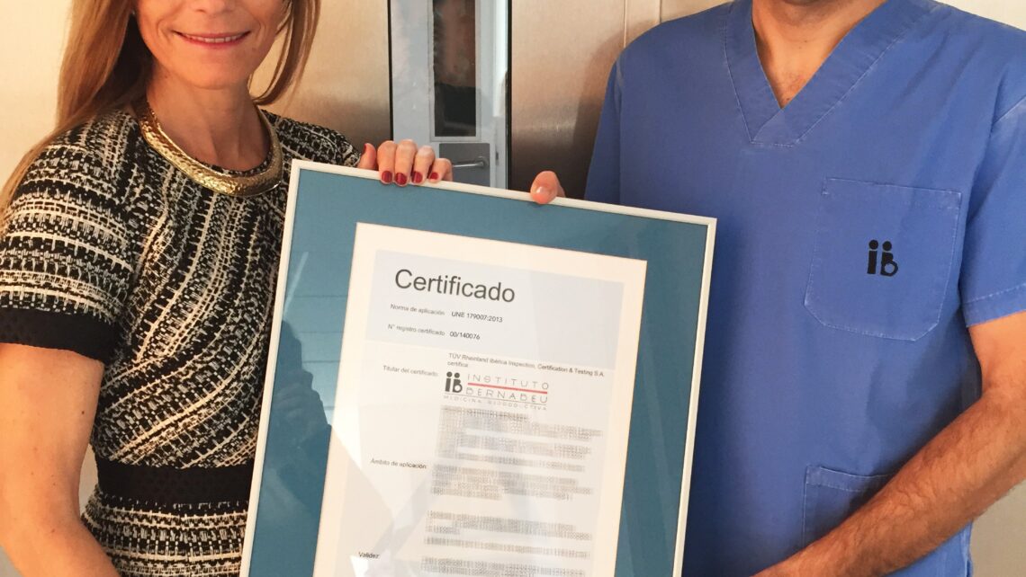 Instituto Bernabeu is the first clinic in the Valencia and La Mancha regions of Spain to be awarded the new UNE 179007 assisted reproduction quality standard certification