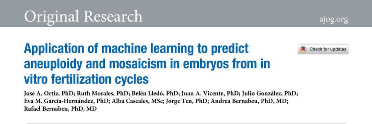 Application of machine learning to predict aneuploidy and mosaicism in embryos from in vitro fertilization cycles