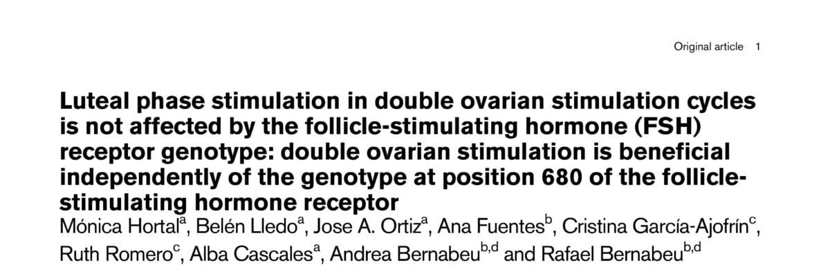 Luteal phase stimulation in double ovarian stimulation cyclesis not affected by the follicle-stimulating hormone (FSH)receptor genotype
